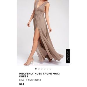 Lulu’s Heavenly Hues Taupe Maxi Dress